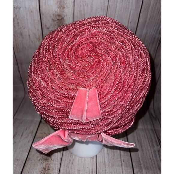 Vintage Mr. John Jr Turban Bow Hat 50s 60s Retro Pinup Pin Up Rockabilly Pink - Picture 4 of 11
